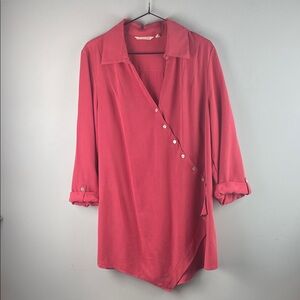 Soft Surroundings Deep Pink Wrap-Style Women’s Tunic Blouse Size Large
